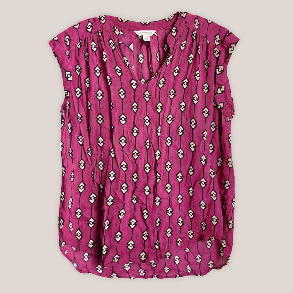 LUCKY BRAND Diamond Patterned Burgundy Boho Top